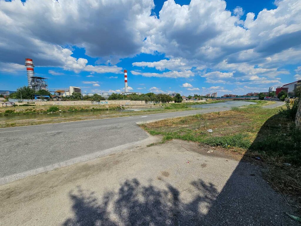 Local path along River Vardar Skopje, North Macedonia