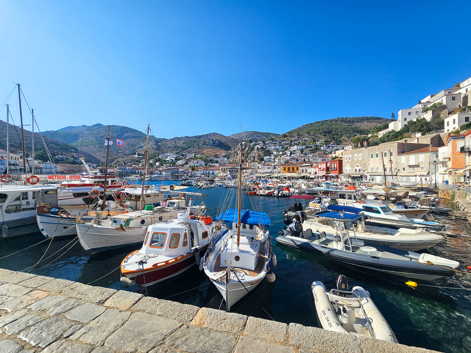 The stunning natural beauty of Hydra harbor