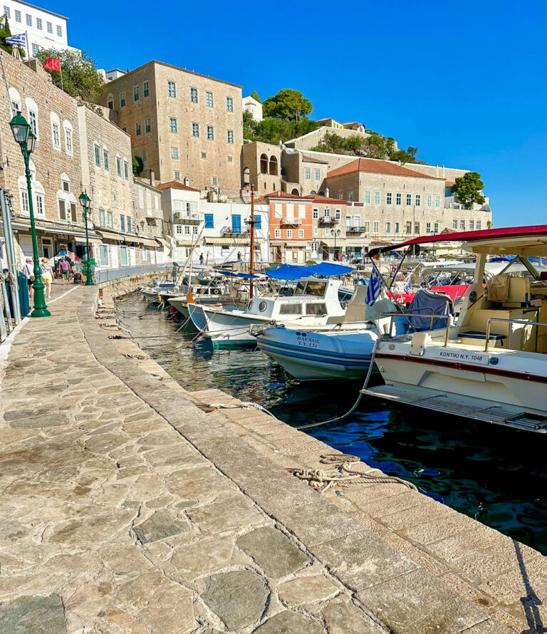 Picturesque Hydra Town and harbor