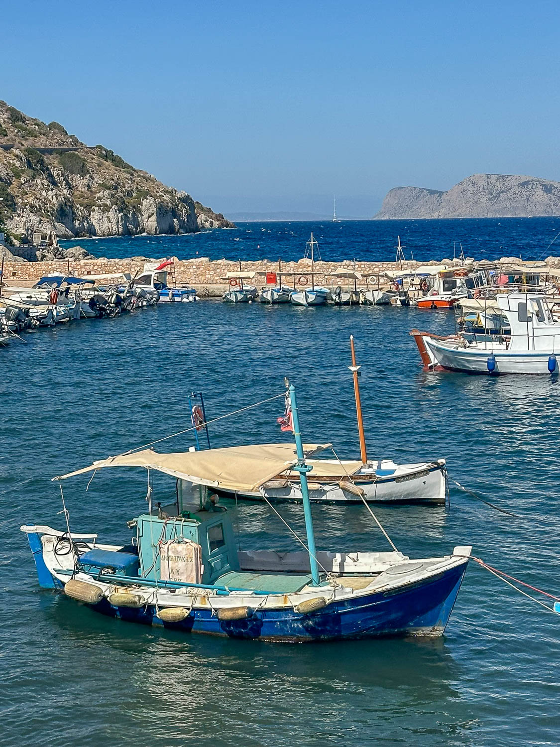 Fishing boats in Kaminia Harbor Hydra, Greece