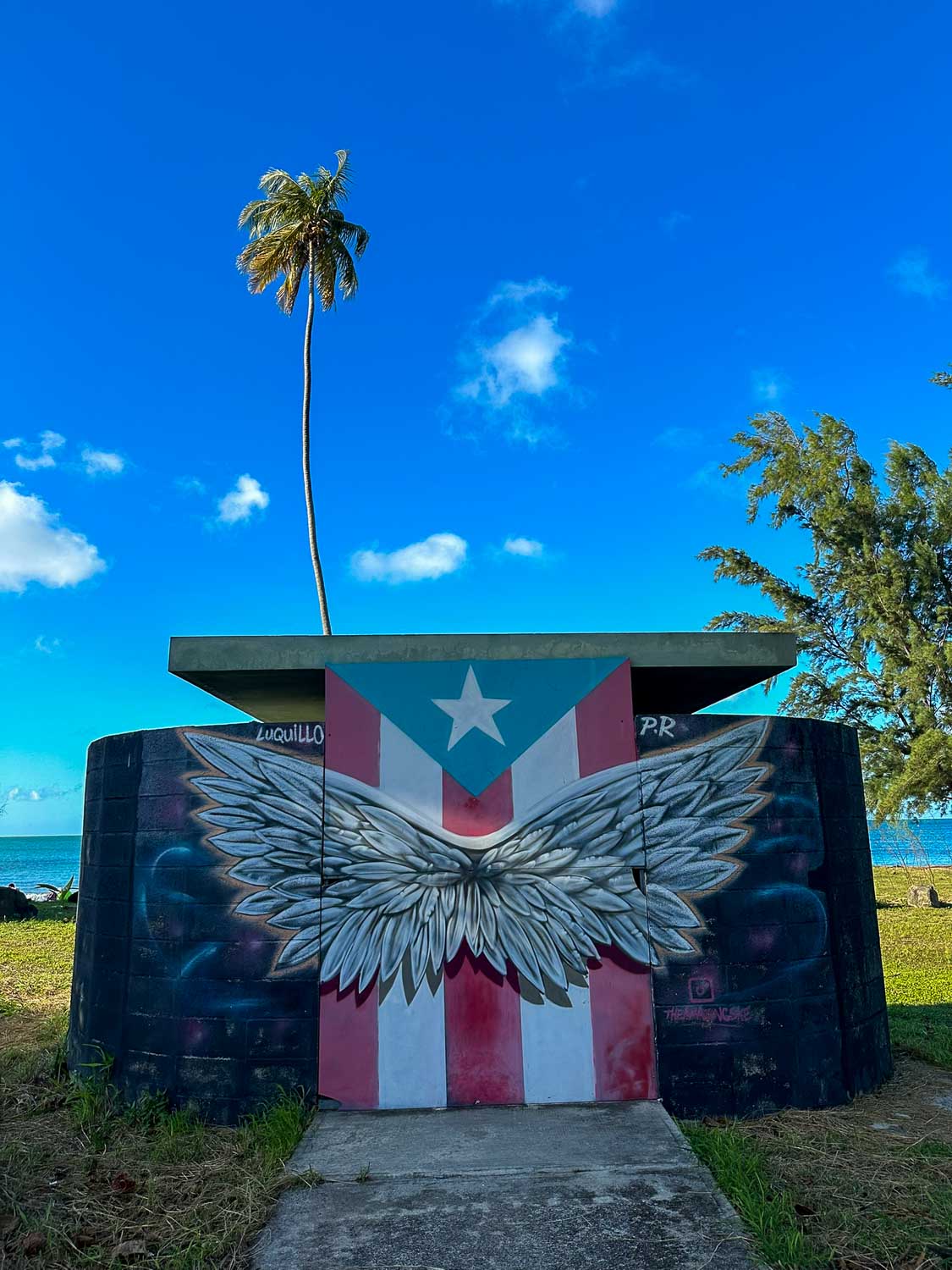 Puerto Rican flag display at Luquillo Beach, Puerto Rico
