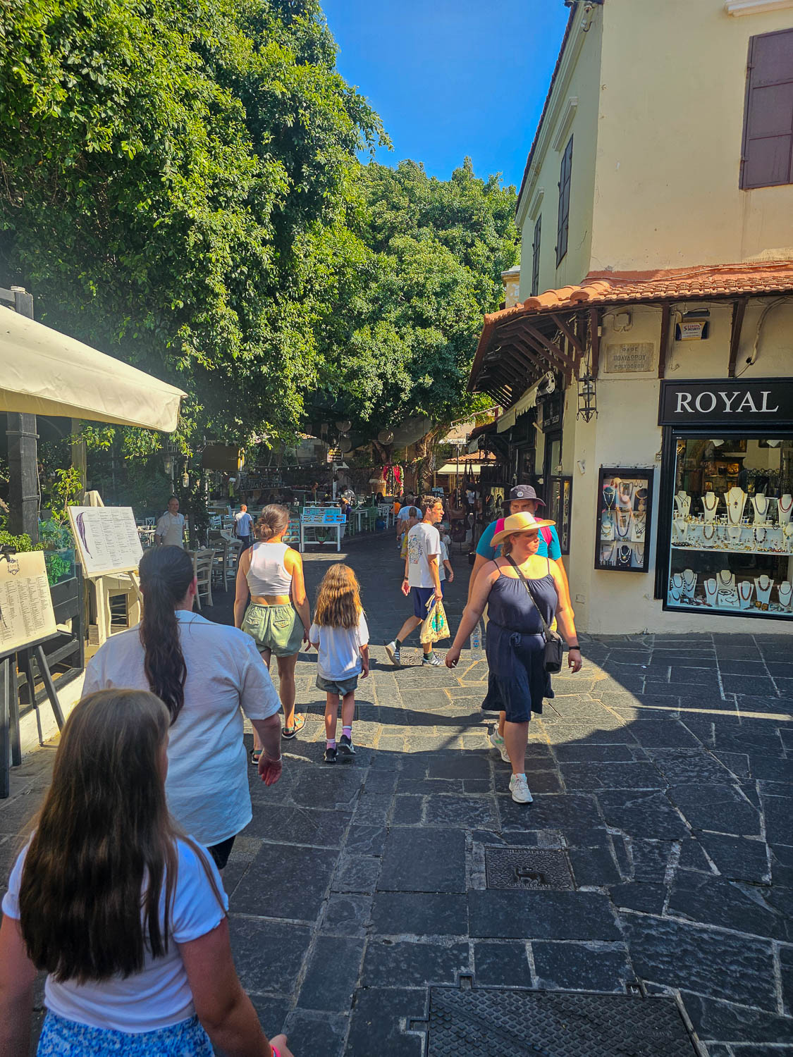 The picturesque cobblestone streets of the Old Town Rhodes, Greece