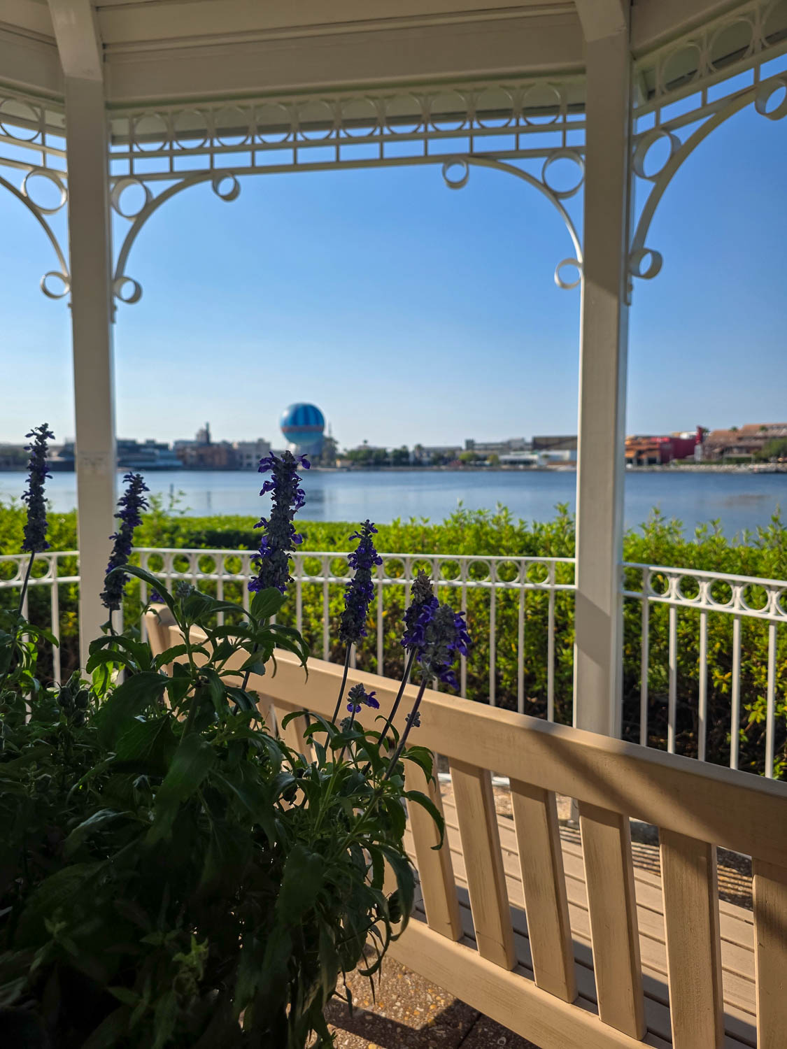 View of Disney Springs from gazebo at Saratoga Springs Resort