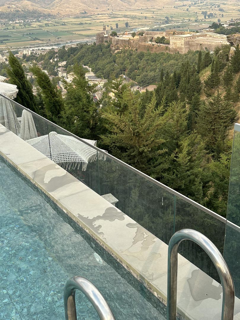 View of Gjirokaster Castle from Kerculla Resort, Gjirokaster, Albania