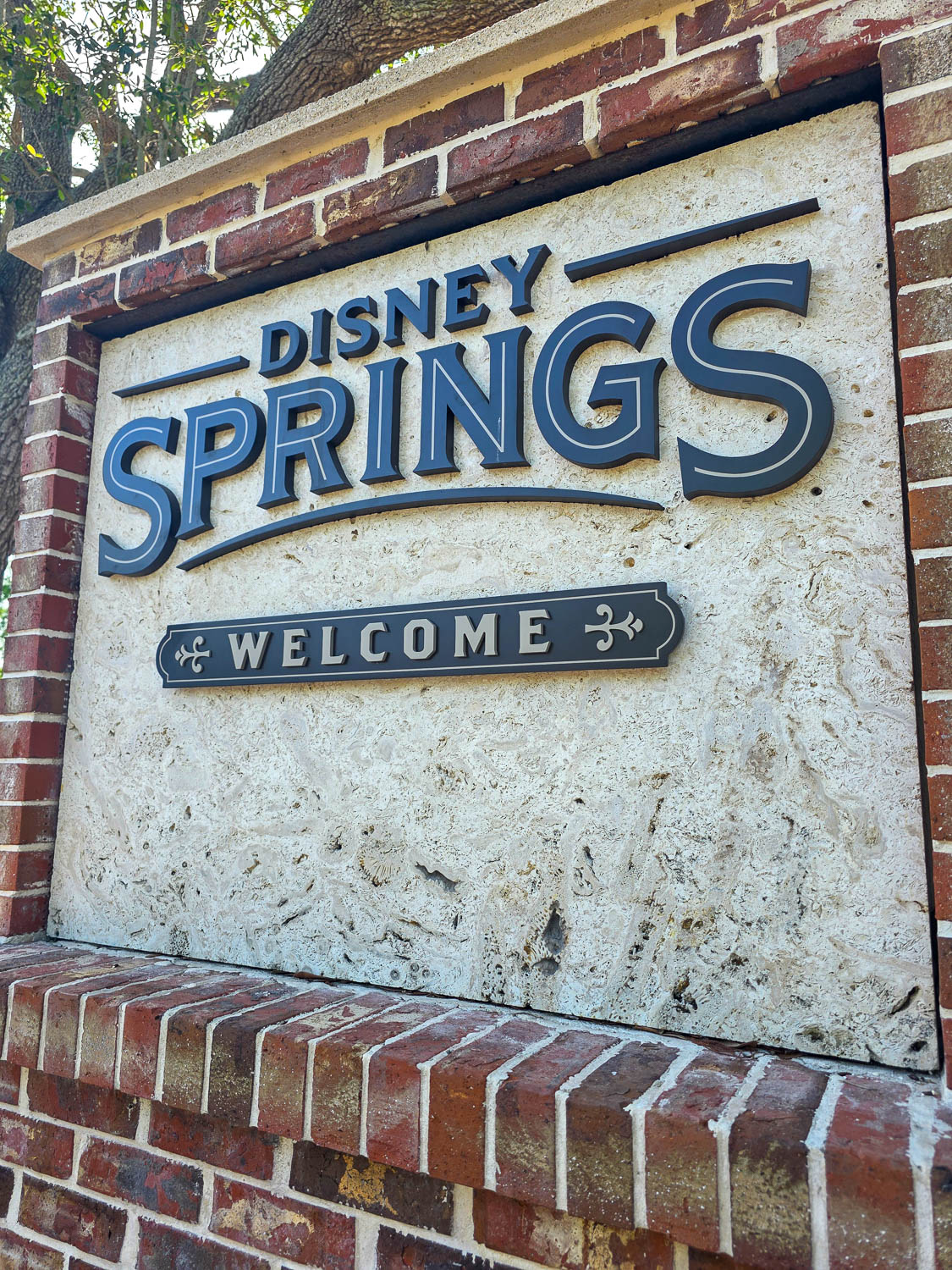 Entrance sign welcoming guests to Disney Springs at Walt Disney World