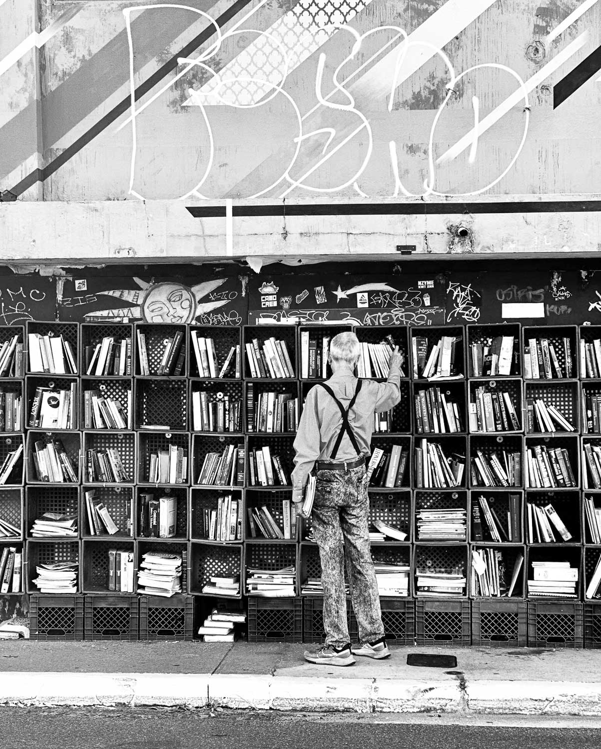 Free street library box on a sidewalk in Santurce neighborhood (San Juan, Puerto Rico)