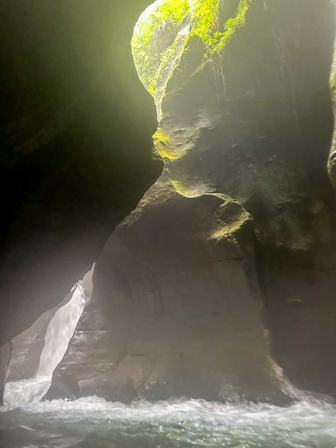 Swimming entrance inside Titou Gorge leading toward the hidden waterfall