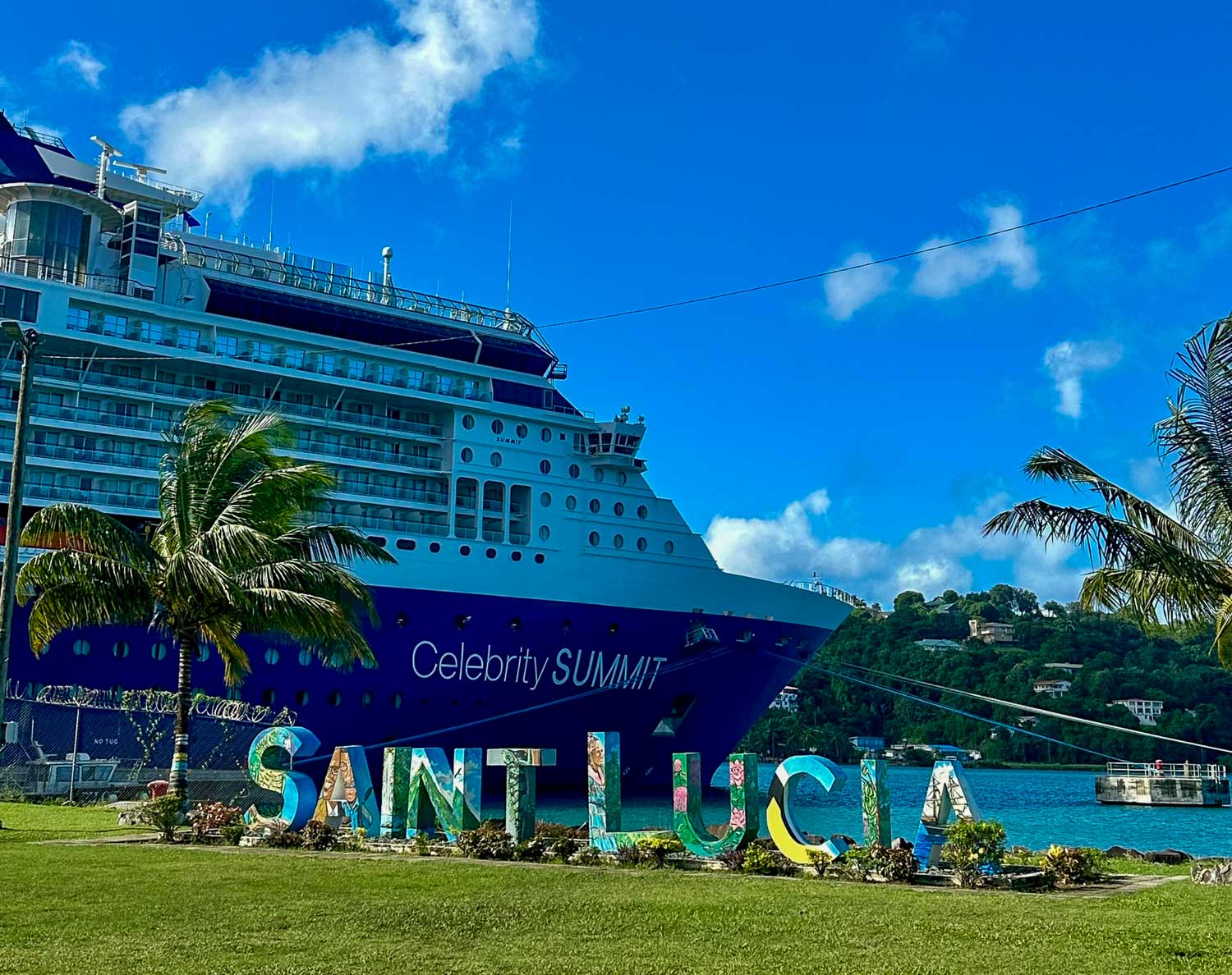The famous island sign Port Castries, St. Lucia