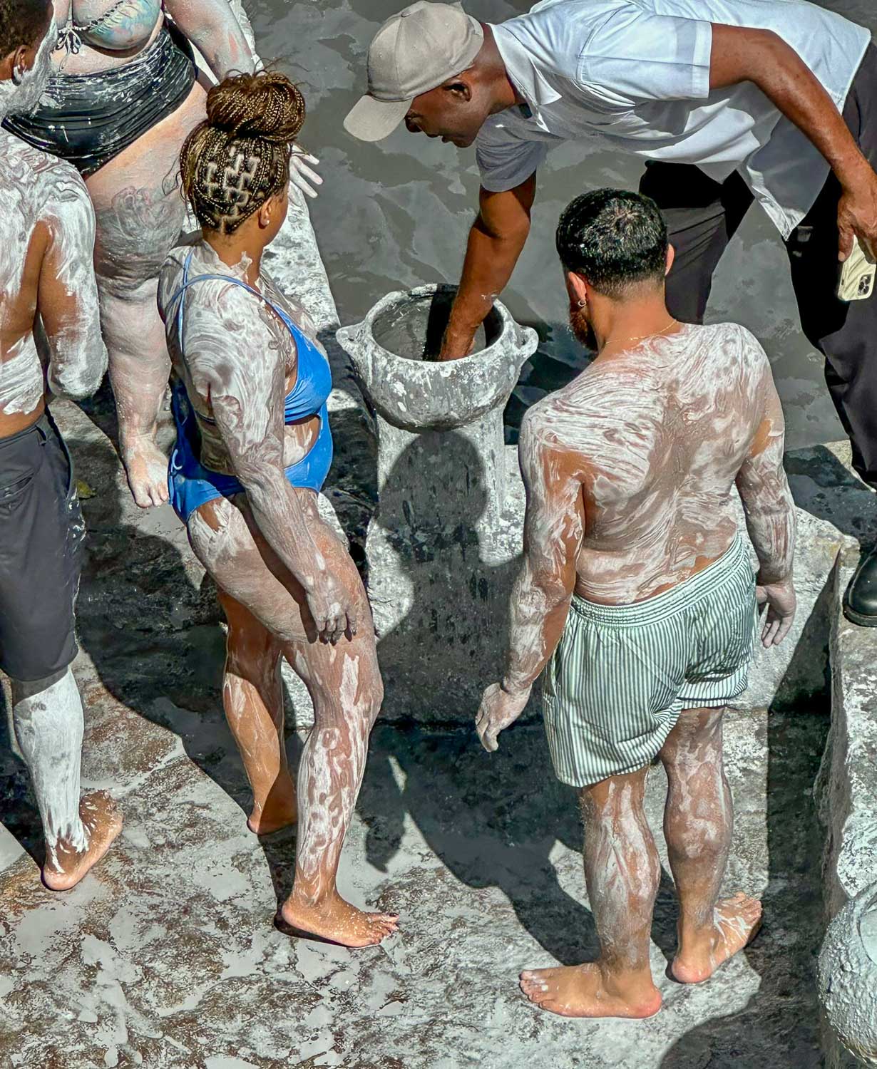 Getting muddy Sulphur Springs, St. Lucia