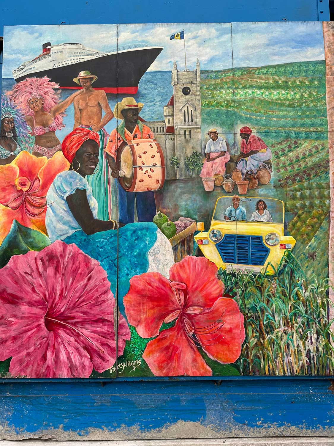 Giant murals by local artists Barbados Cruise Port
