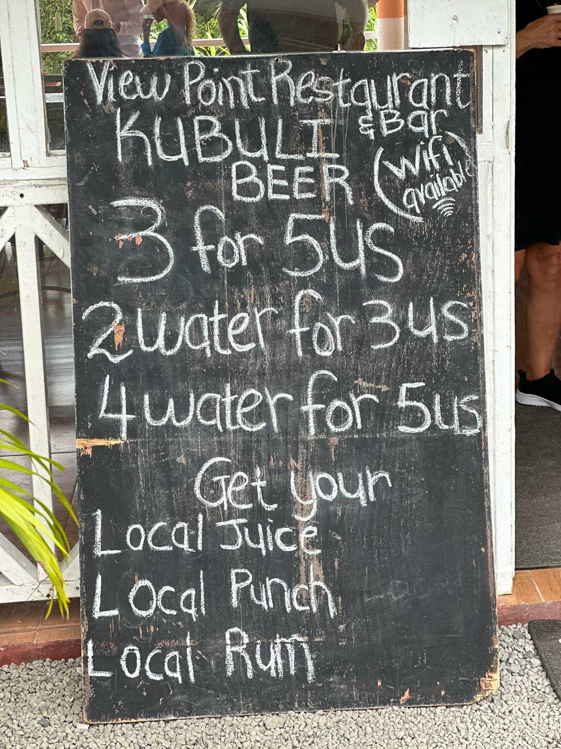 Local drinks menu Dominica