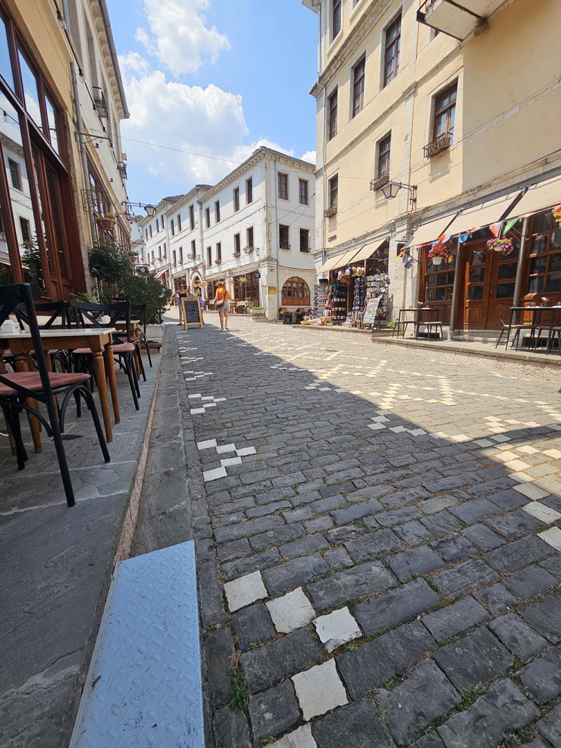 Steep Old Town streets Gjirokaster, Albania
