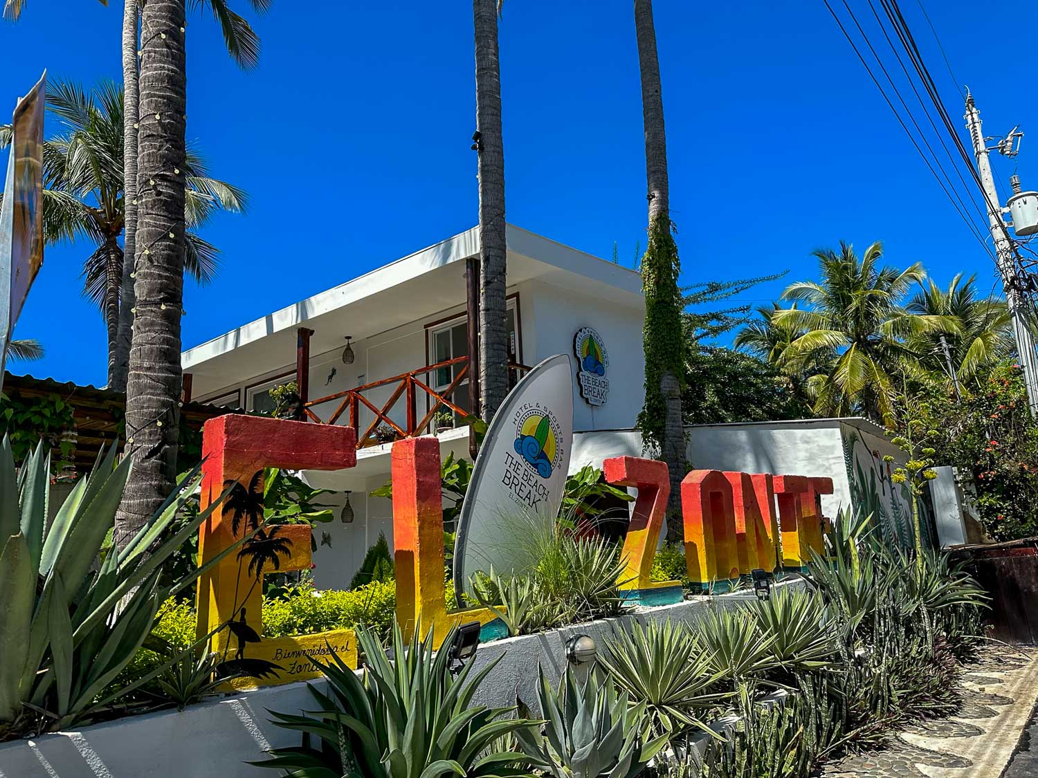 Beachfront view of Beach Break Hotel in El Zonte, El Salvador