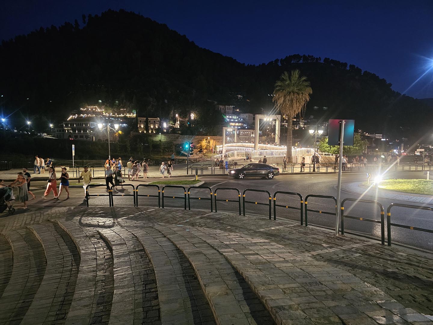 Pedestrian Bridge at Night Berat, Albania