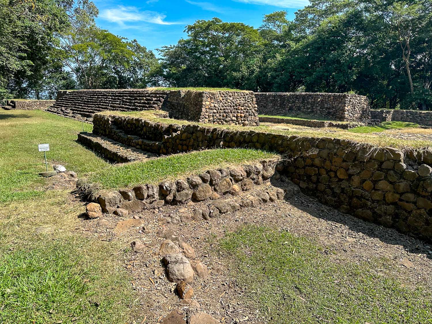 Stone structures and plazas at Cihuatán Archaeological Park in El Salvador