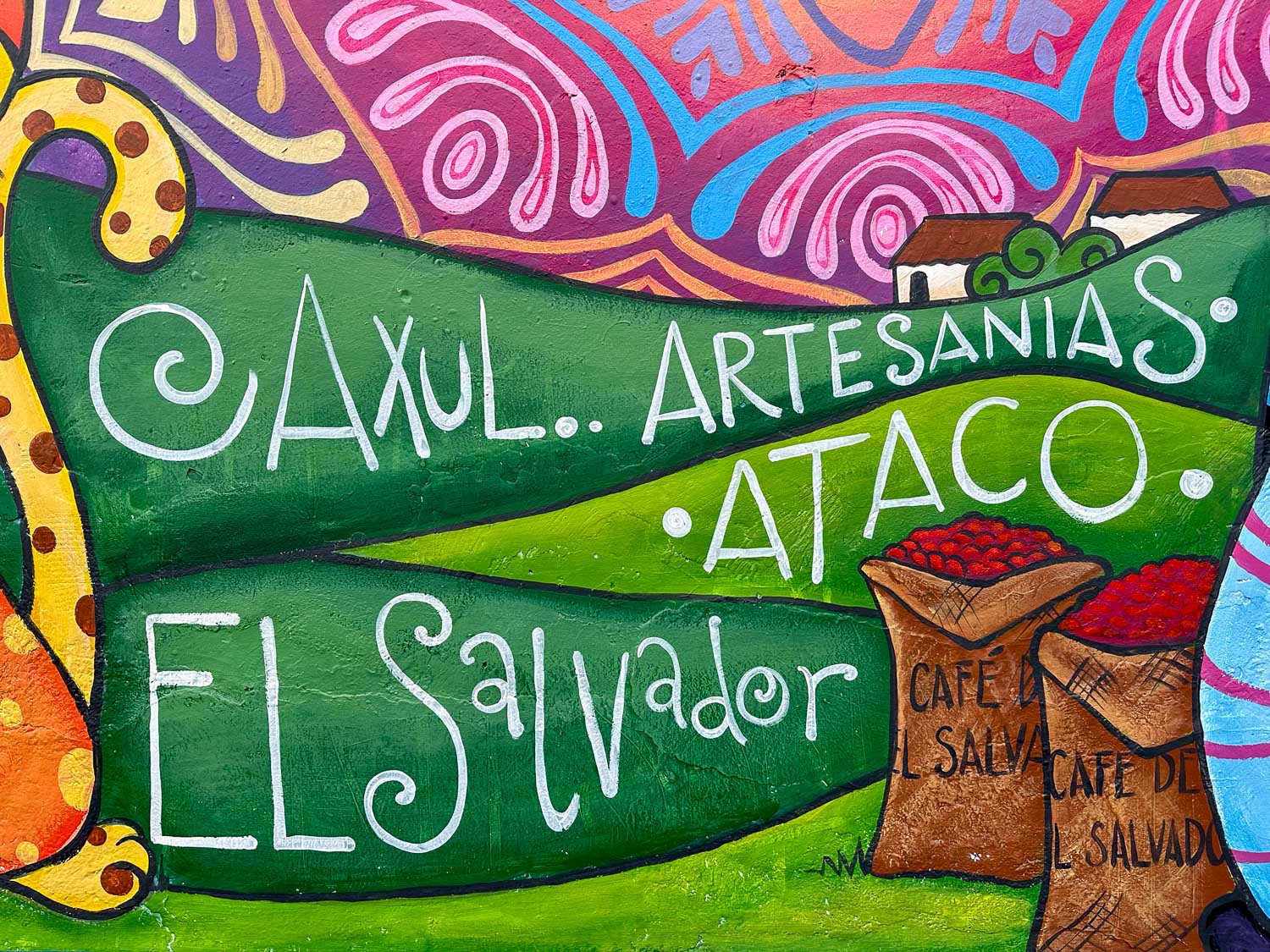 Vibrant street mural in Ataco along El Salvador’s Ruta de las Flores
