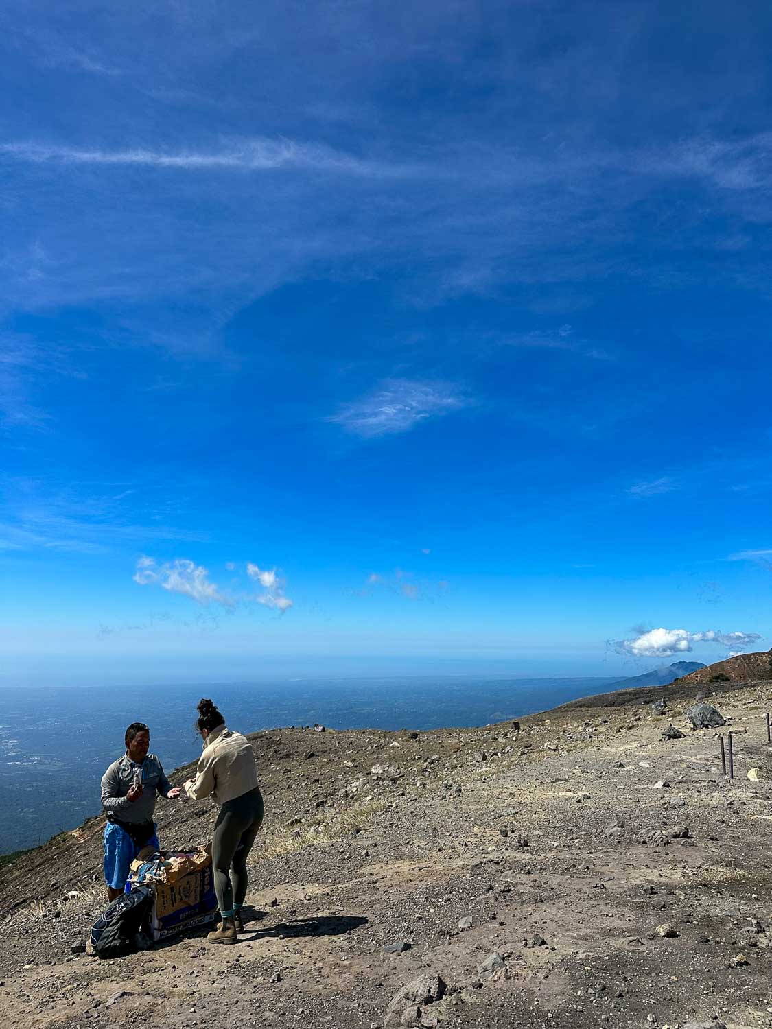 Hikers ascending Santa Ana Volcano trail in El Salvador