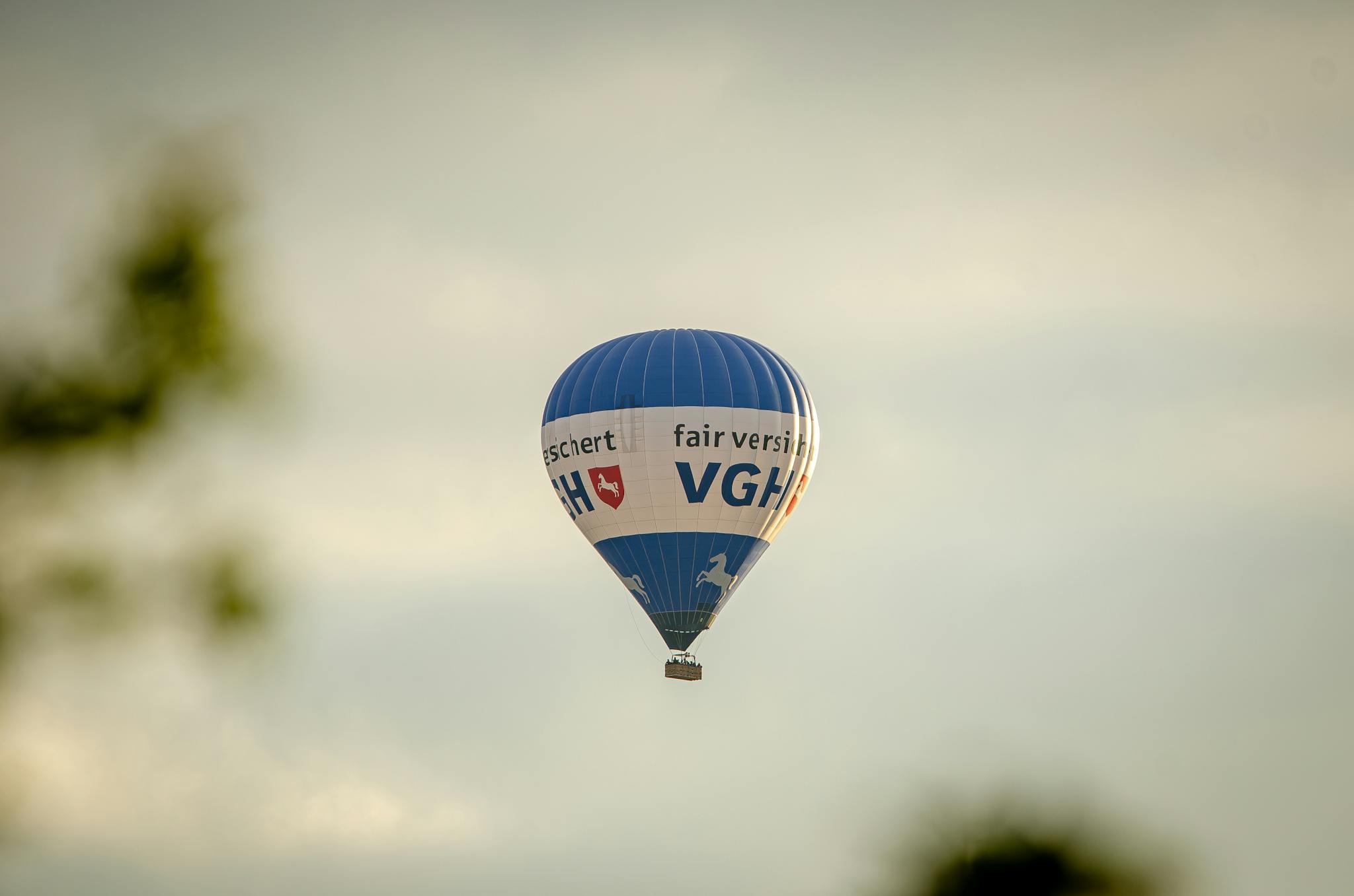 a blue hot air balloon with