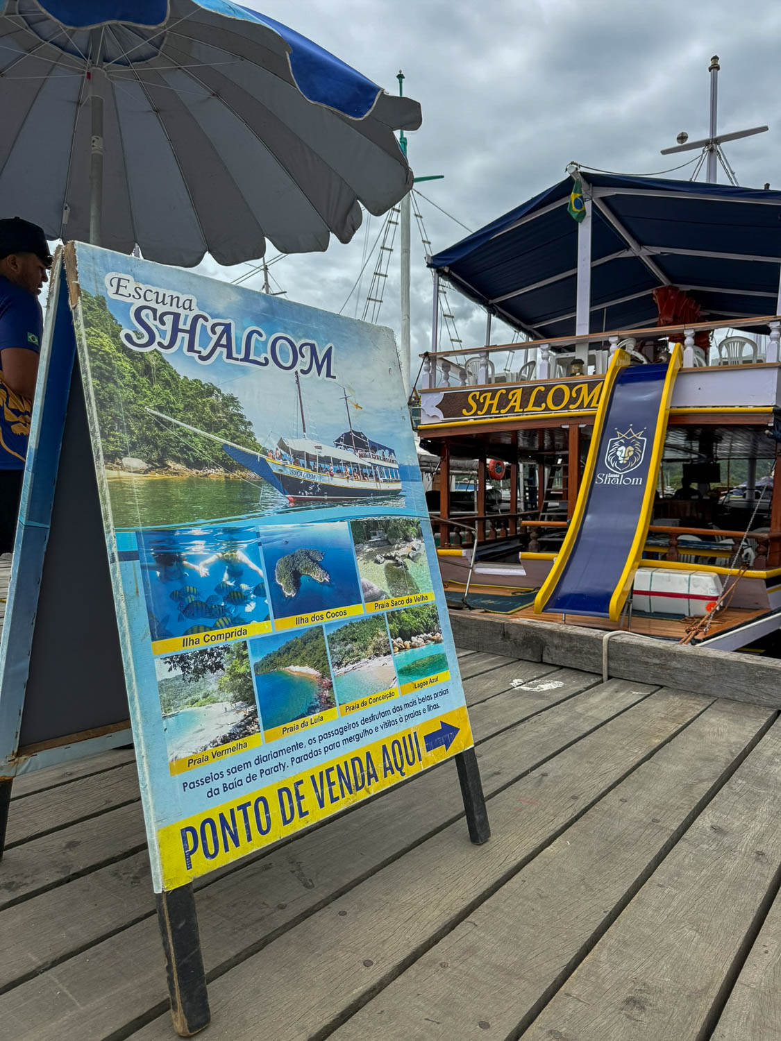 Traditional tour boats departing from Cais de Paraty in Paraty Bay, Brazil