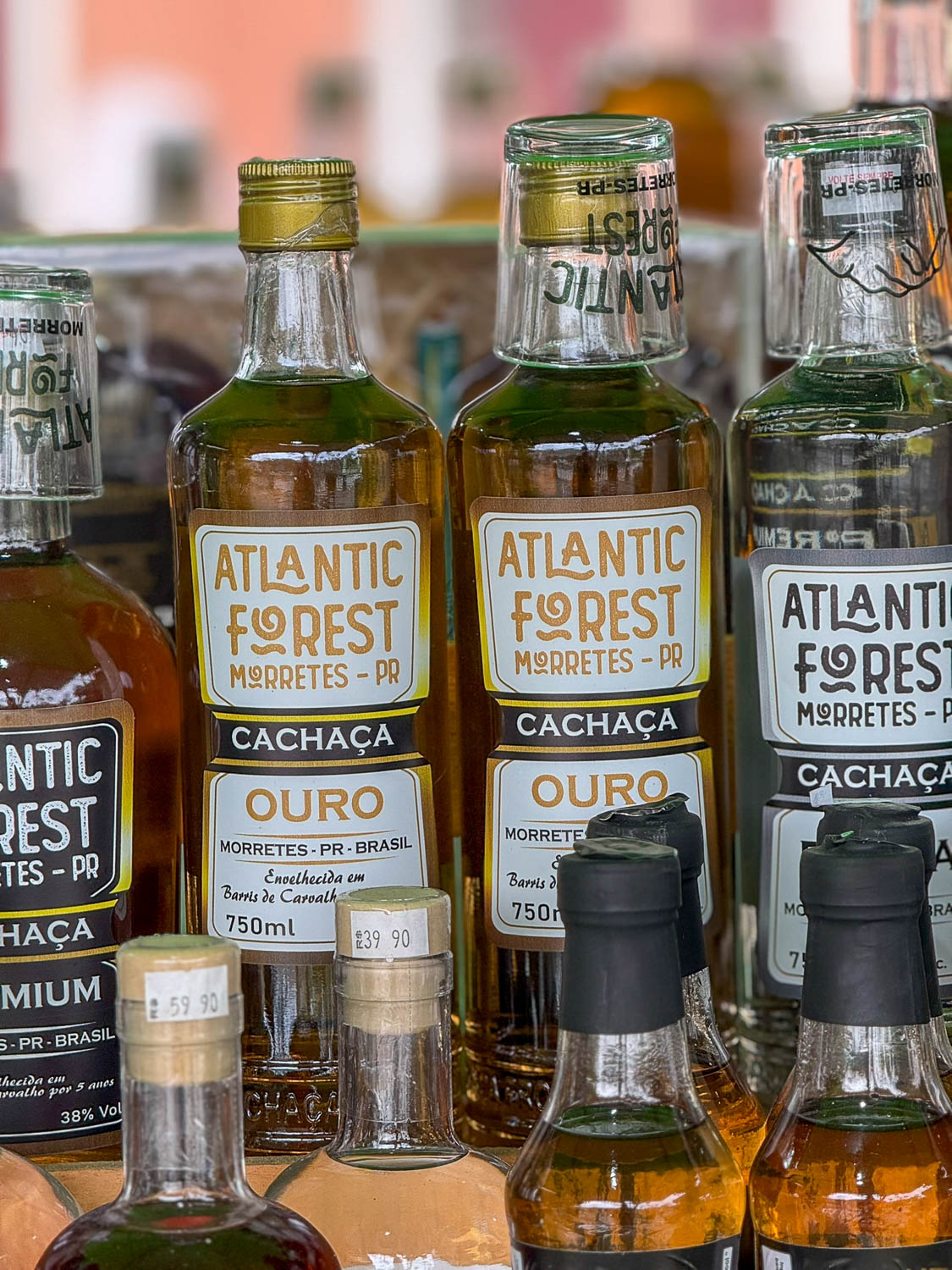 Cachaça tasting at a street market in Morretes, Paraná, Brazil.