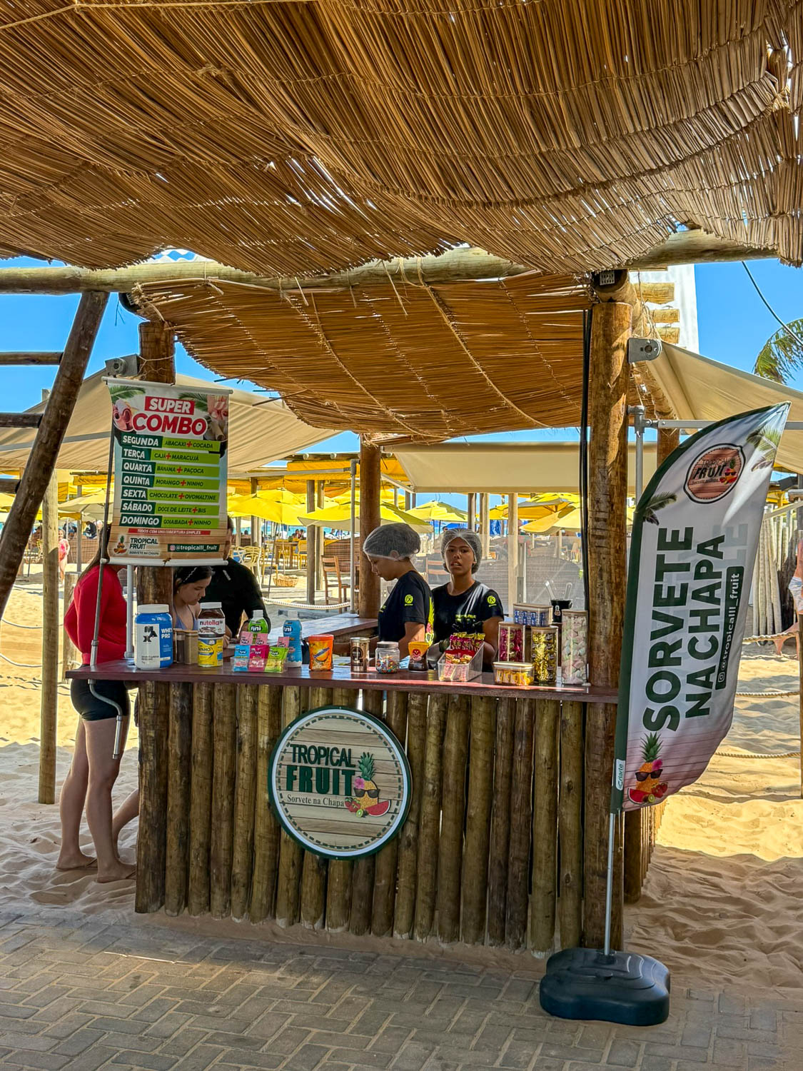 Fresh fruit juice stands along the beaches of Maceio Brazil