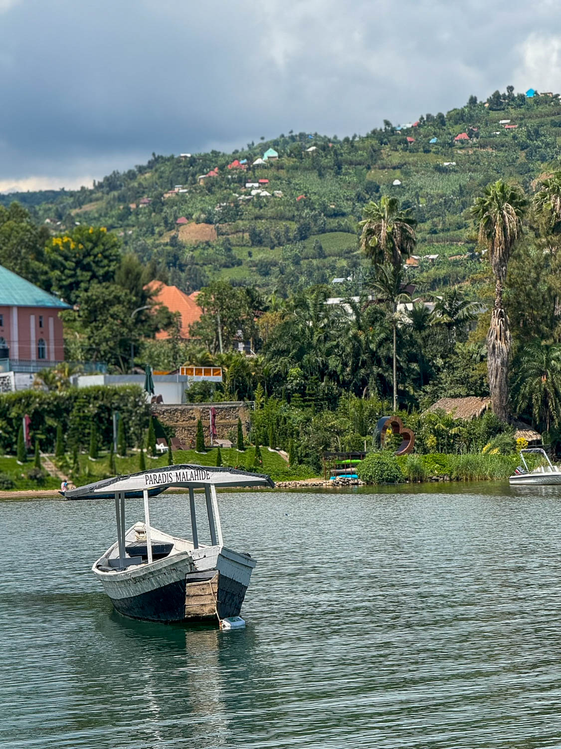Calm waters of Lake Kivu near Kigufi in Rwanda