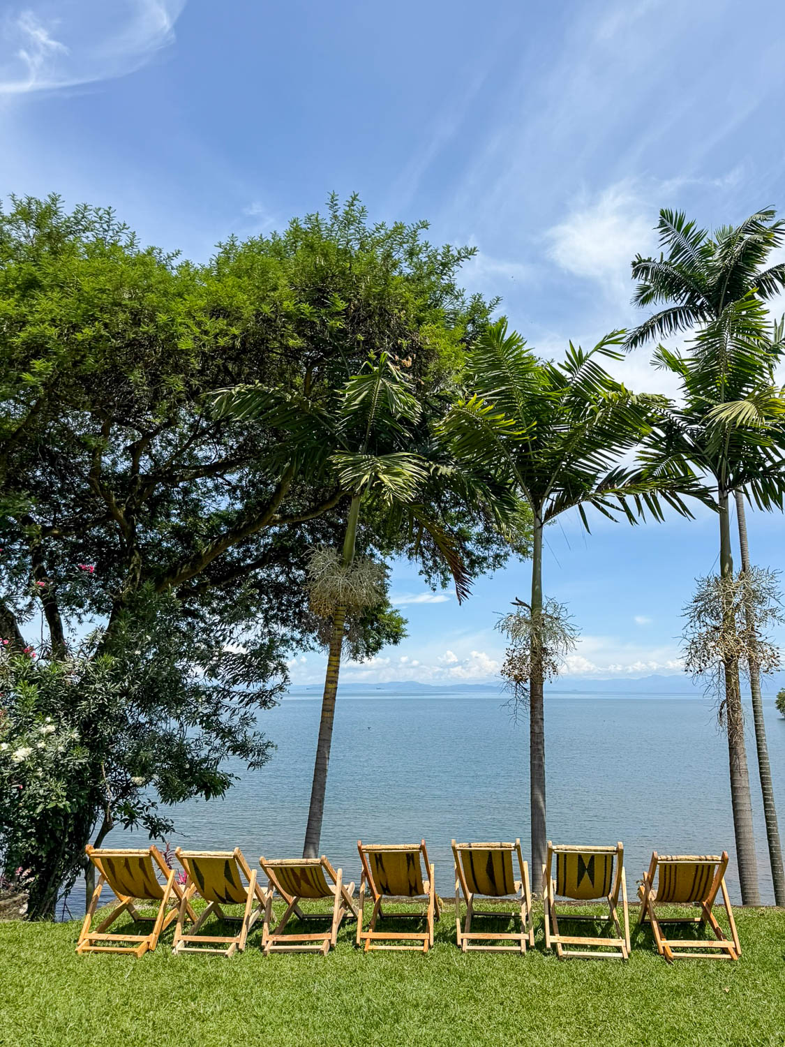 Relaxing lakeside setting in Kigufi along Lake Kivu in Rwanda