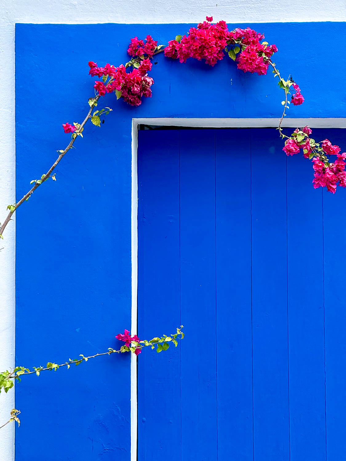 Colorful colonial doorway along the cobblestoned Rua das Flores in the historic town of Morretes, Paraná, Brazil.