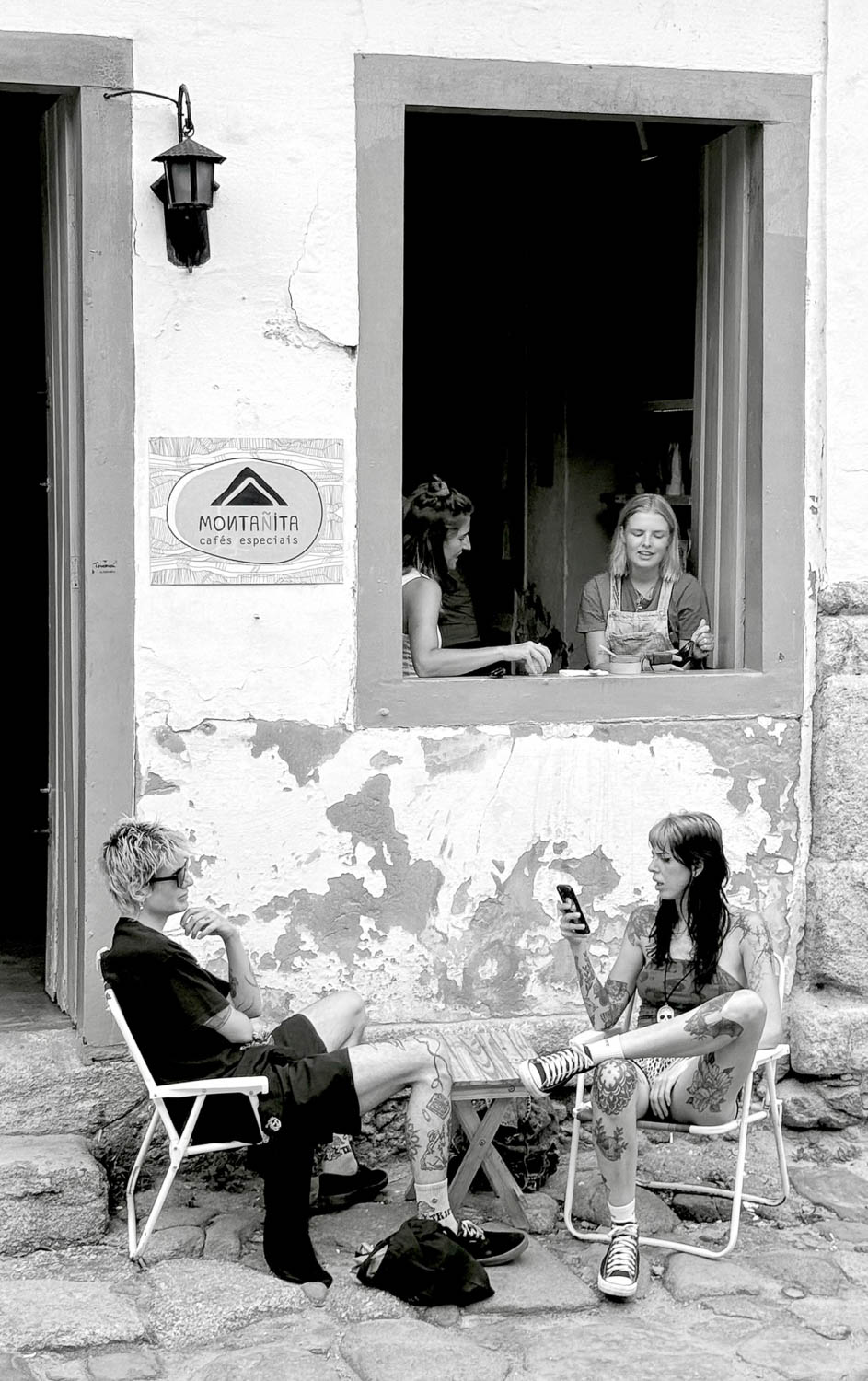 Cozy cafés along cobblestone streets in the historic center of Paraty, Brazil