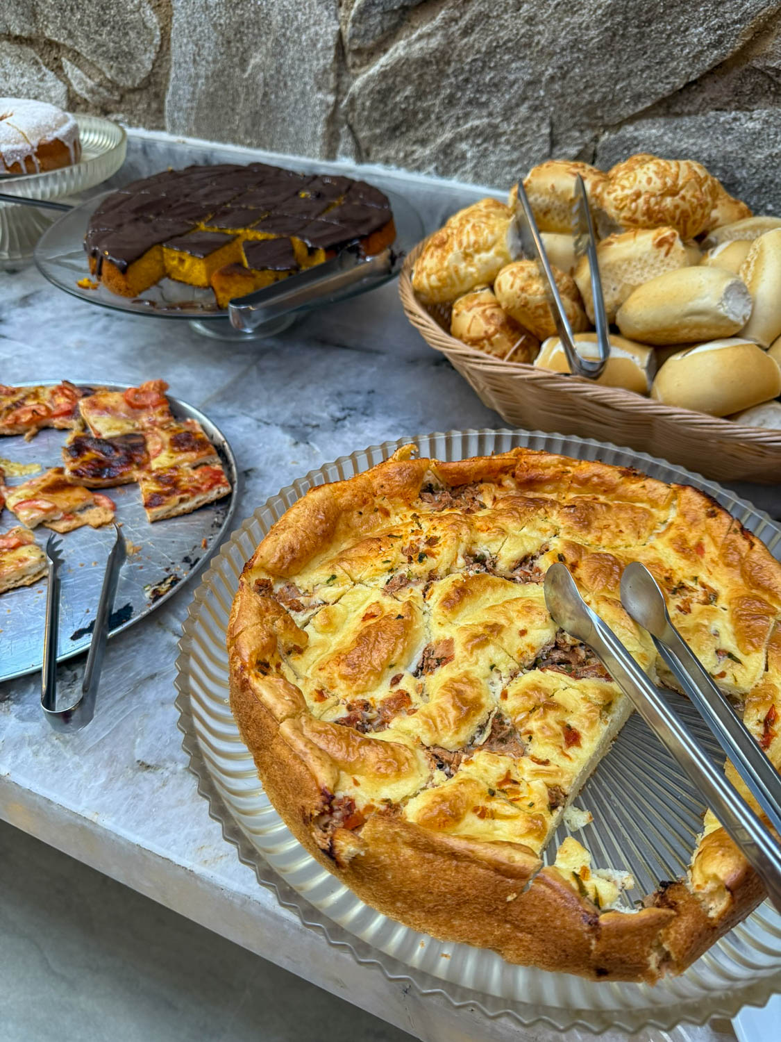 Buffet breakfast served at a traditional pousada in Paraty, Brazil