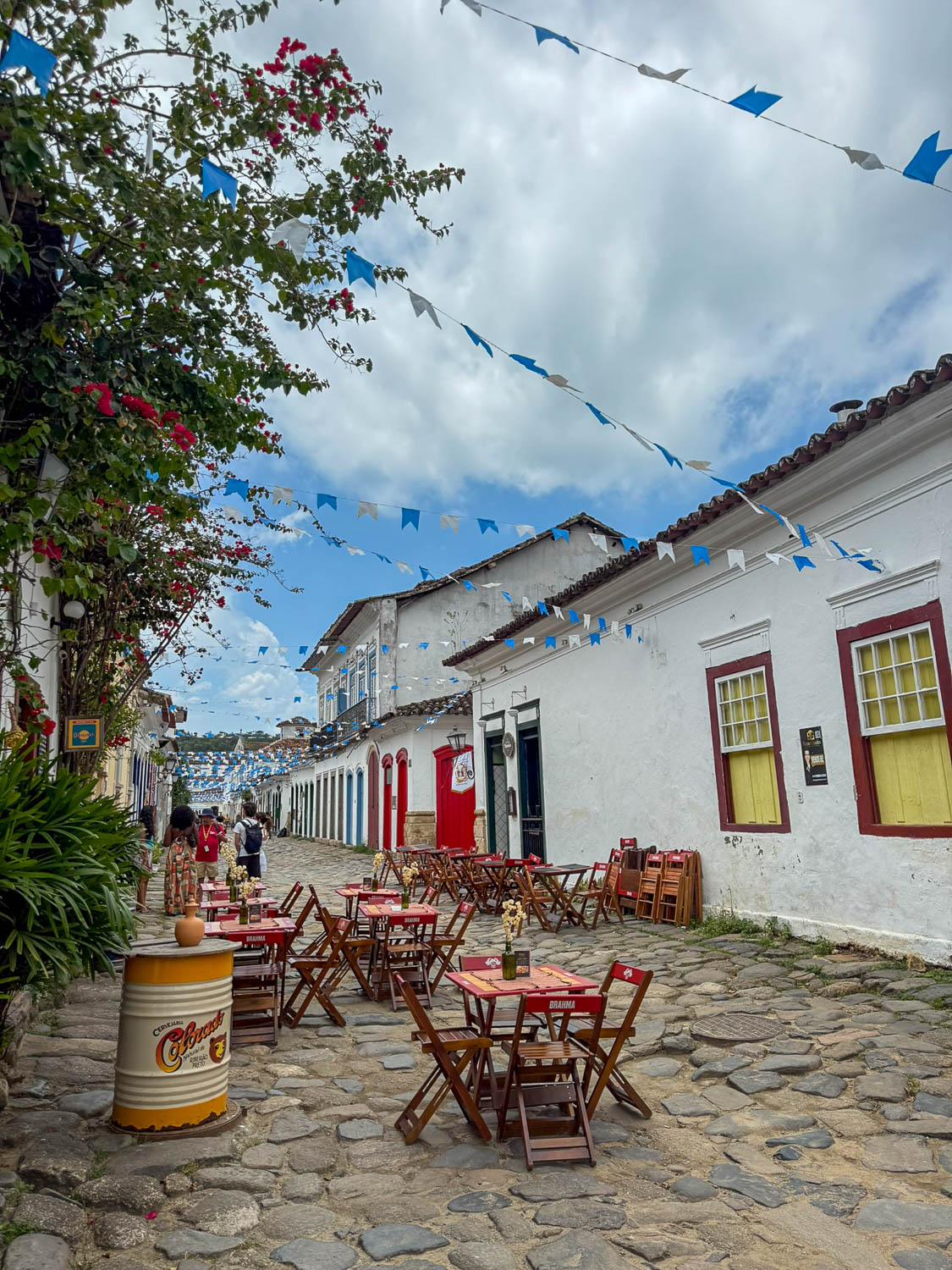 Blue skies over the coastal colonial town of Paraty, Brazil