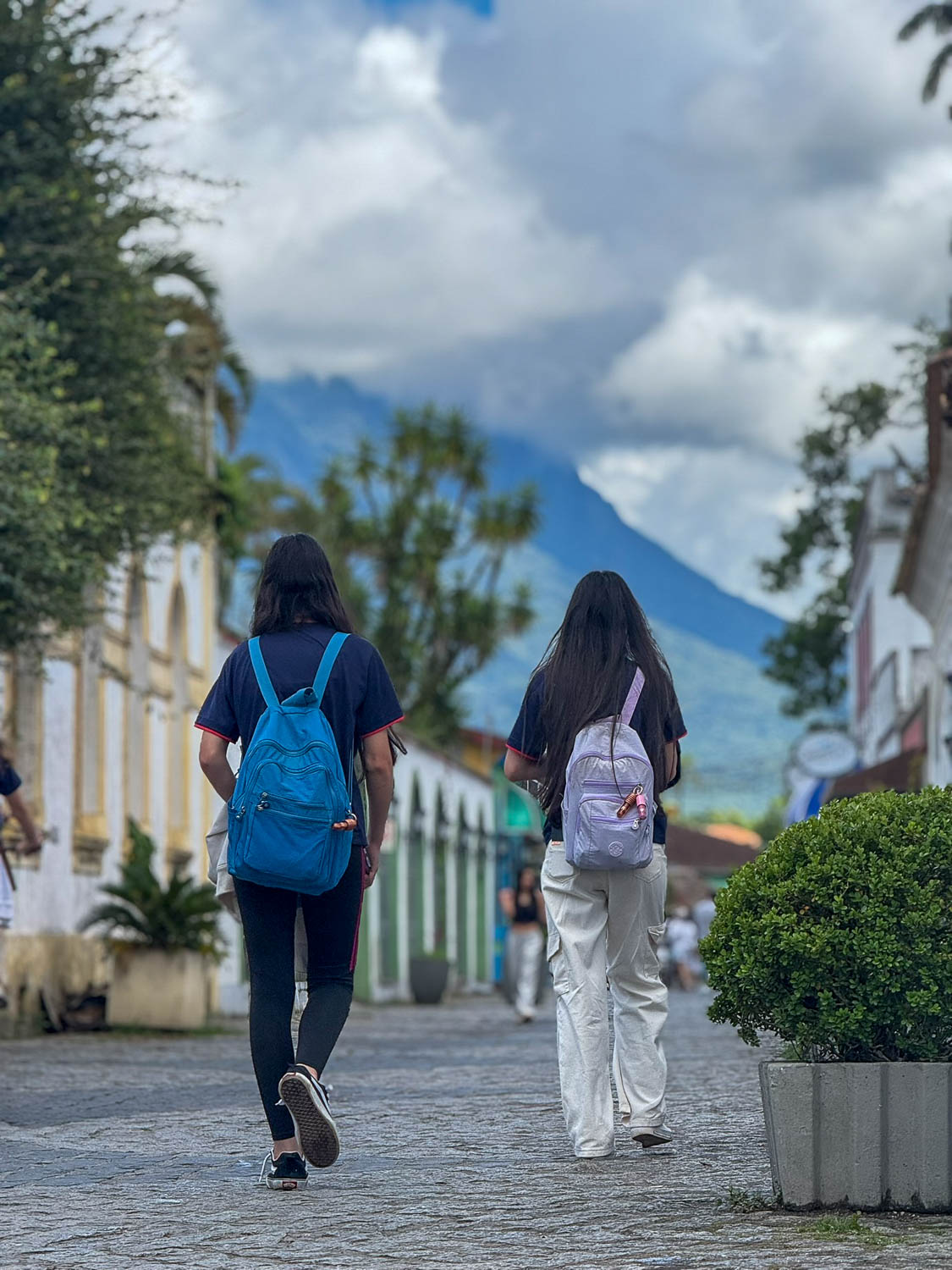 Walking through the cobblestone streets of Morretes’ historic center in Paraná, Brazil.
