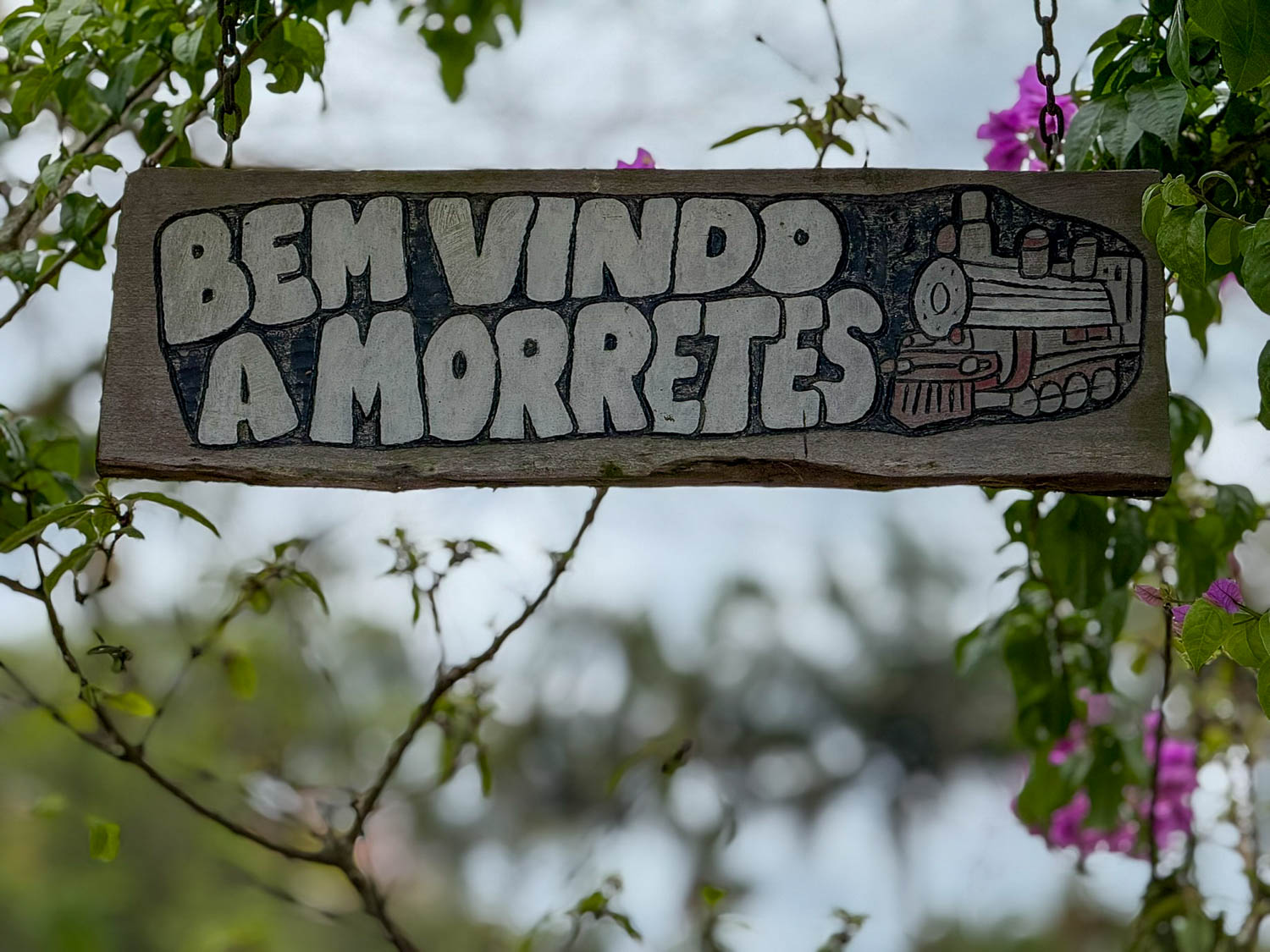 Welcome sign and entrance view of Morretes Paraná Brazil a historic colonial town reached by the Serra Verde Express train