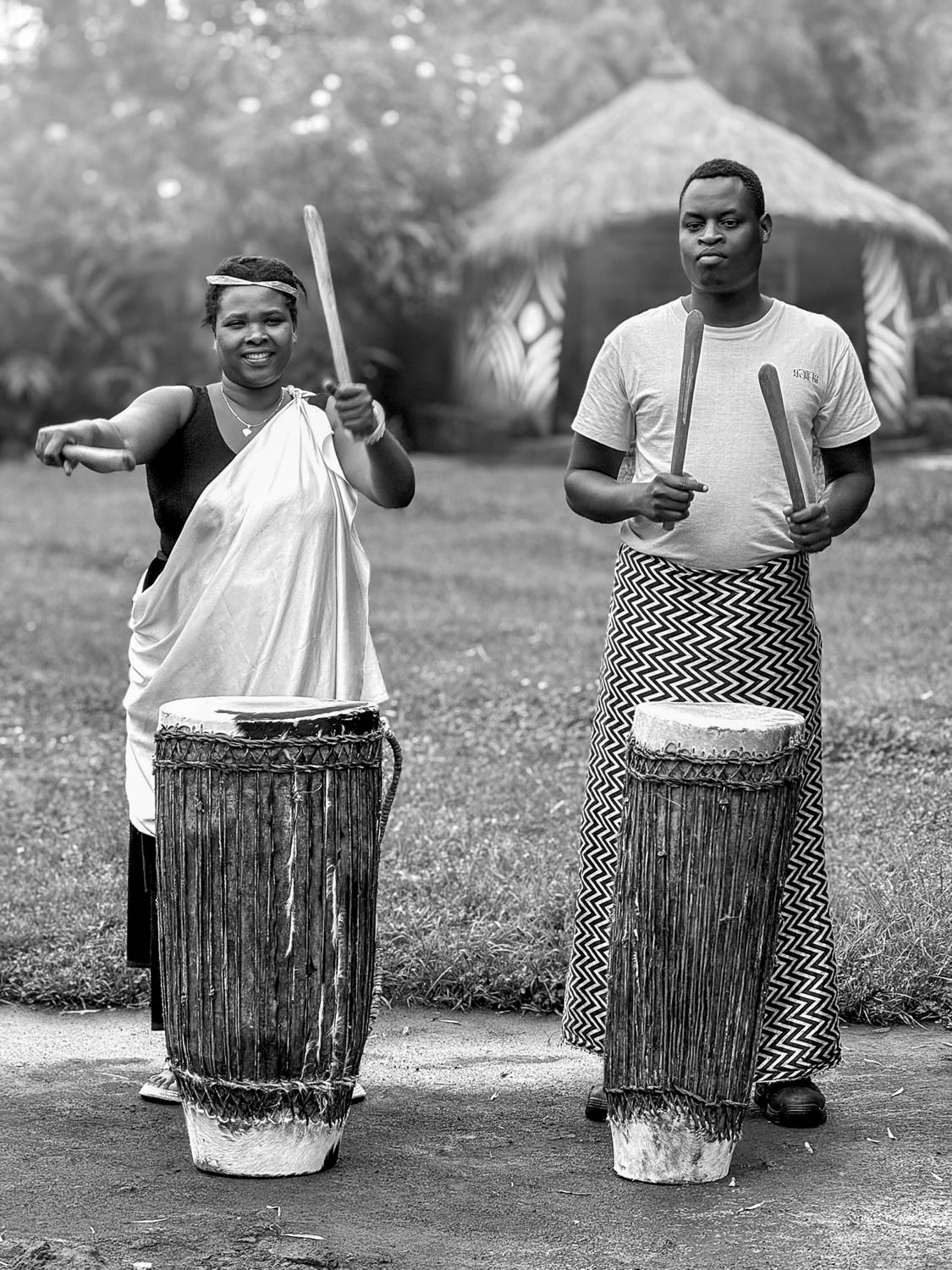 Traditional drumming performance at IbyIwacu Cultural Village near Volcanoes National Park Rwanda