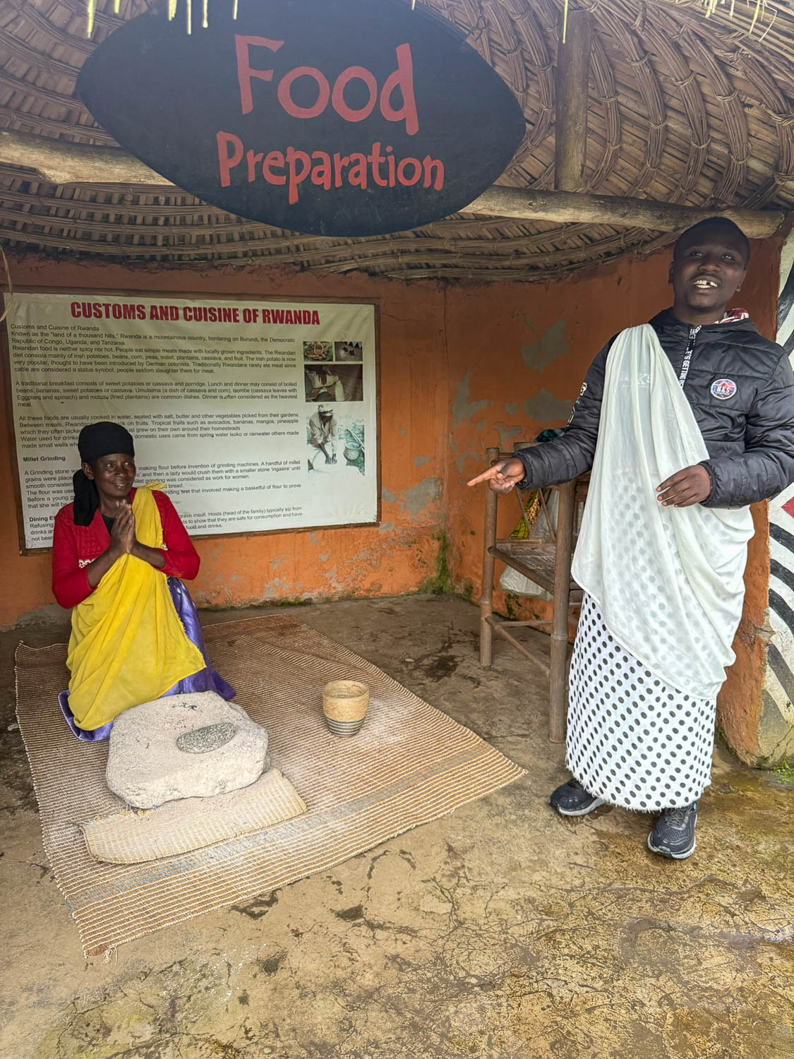 Traditional Rwandan cuisine cooking demonstration at Iby’iwacu Cultural Village in Kinigi
