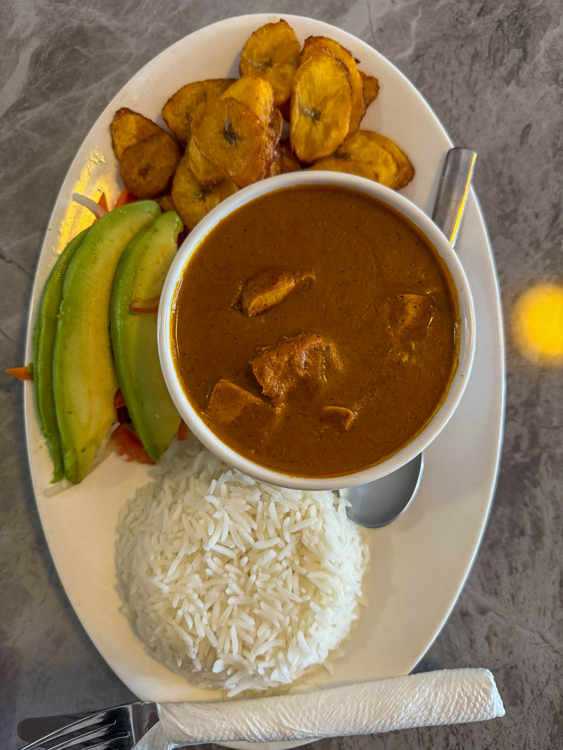 Typical Rwandan cuisine meal served in a local restaurant in Musanze