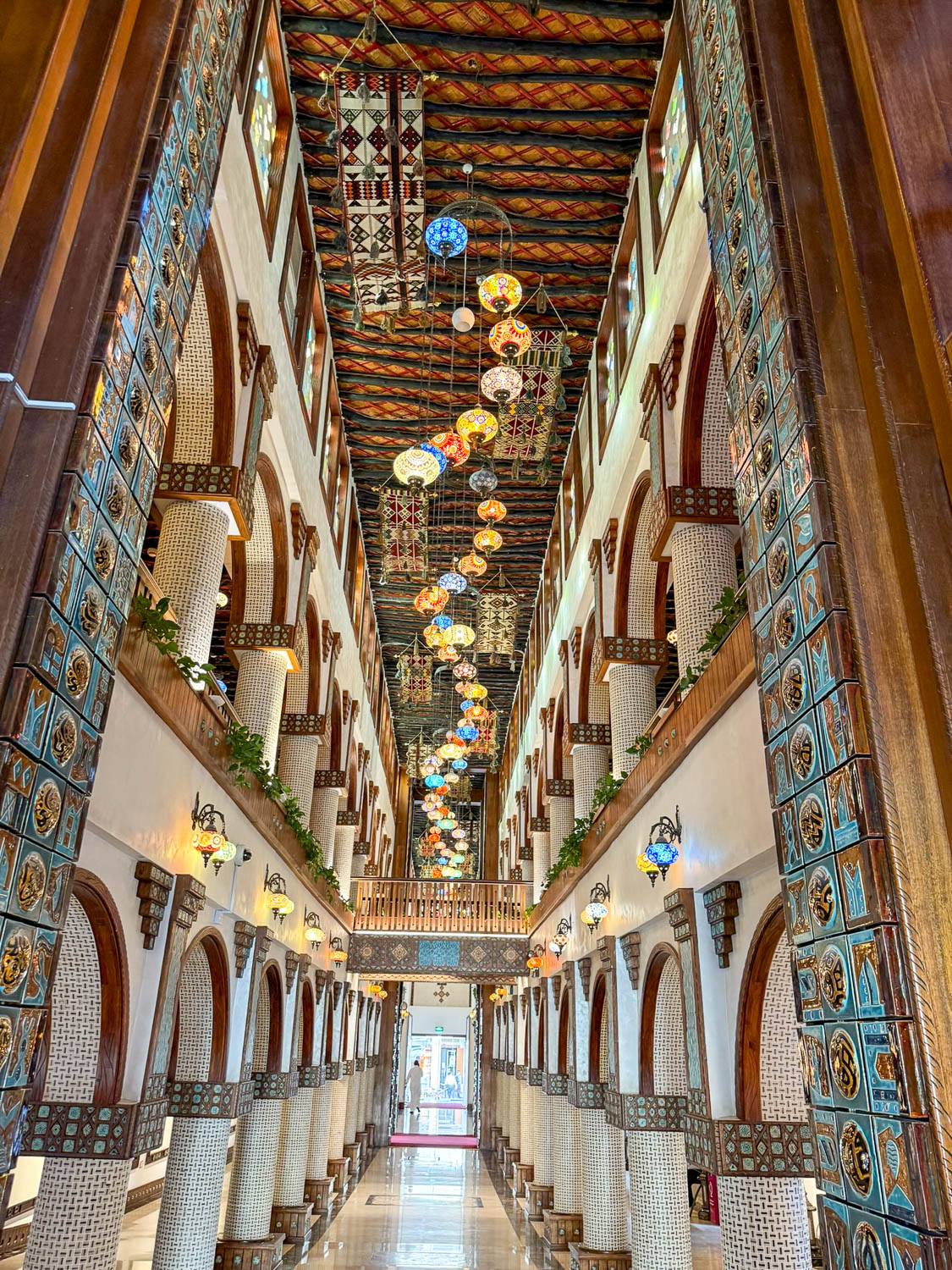 Interior of Souq Waqif Art Center in Doha Qatar providing air conditioned space away from crowds and heat