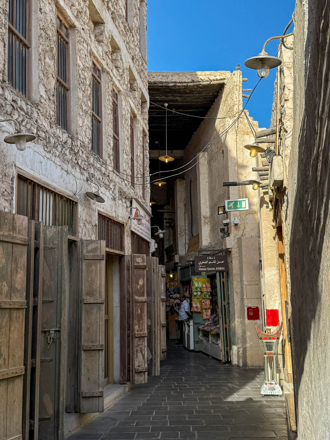 Quiet hidden alleyways in Souq Waqif Doha Qatar revealing lesser known corners of the traditional market