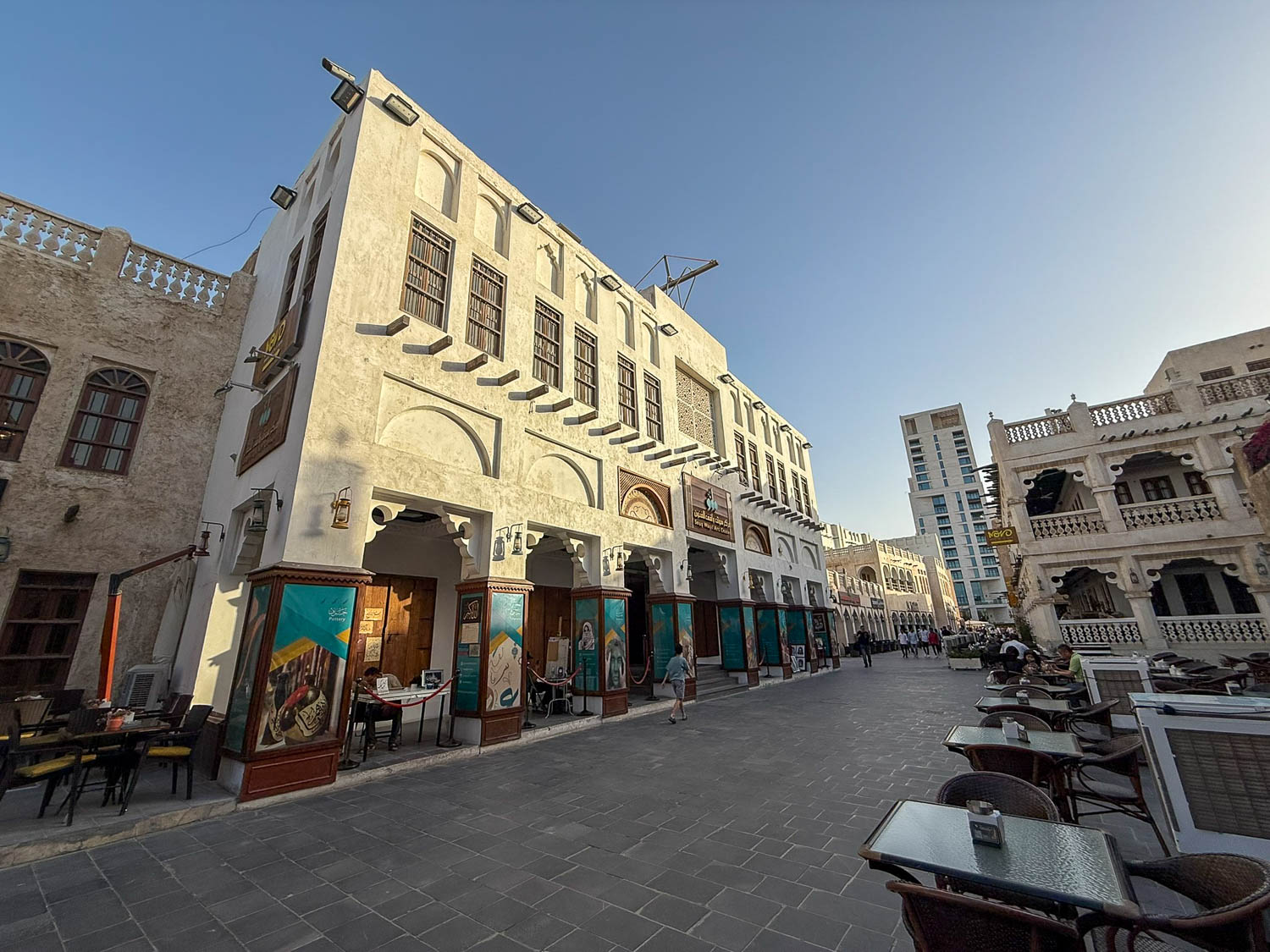 Wide main walkways inside Souq Waqif in Doha Qatar making navigation easy for visitors exploring the market