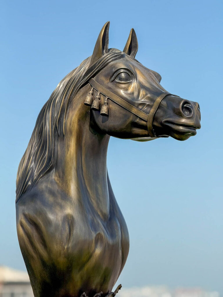 Arab Horses sculpture by Fatma Al-Shebani at Katara Cultural Village in Doha Qatar