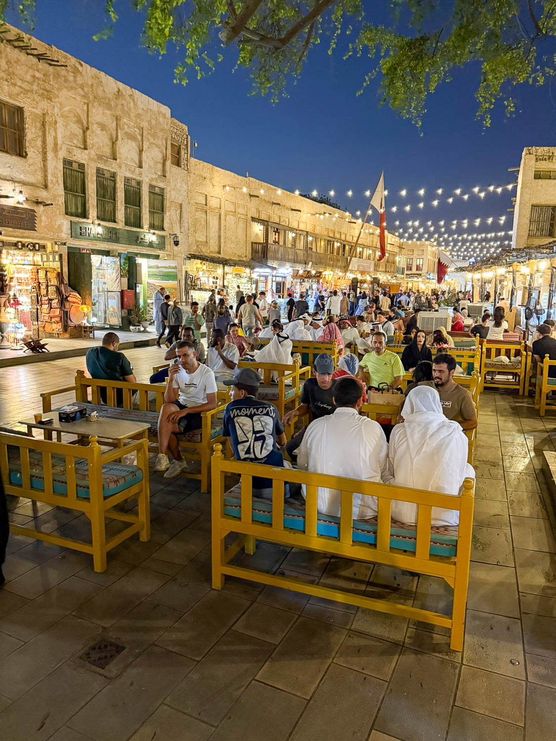 Communal dining experience at Souq Waqif in Doha Qatar