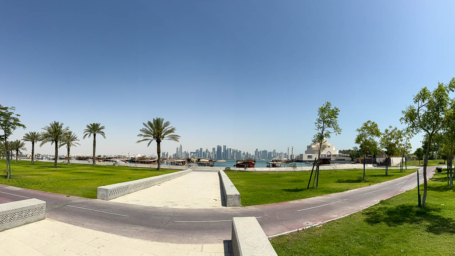 Accessible waterfront promenade and public spaces along the Doha Corniche in Qatar