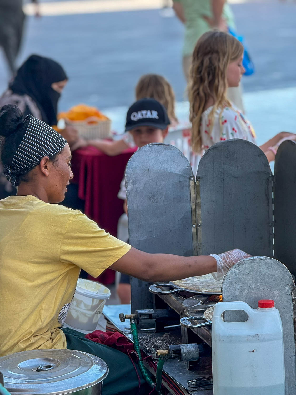 Traditional street food stalls in Doha Qatar