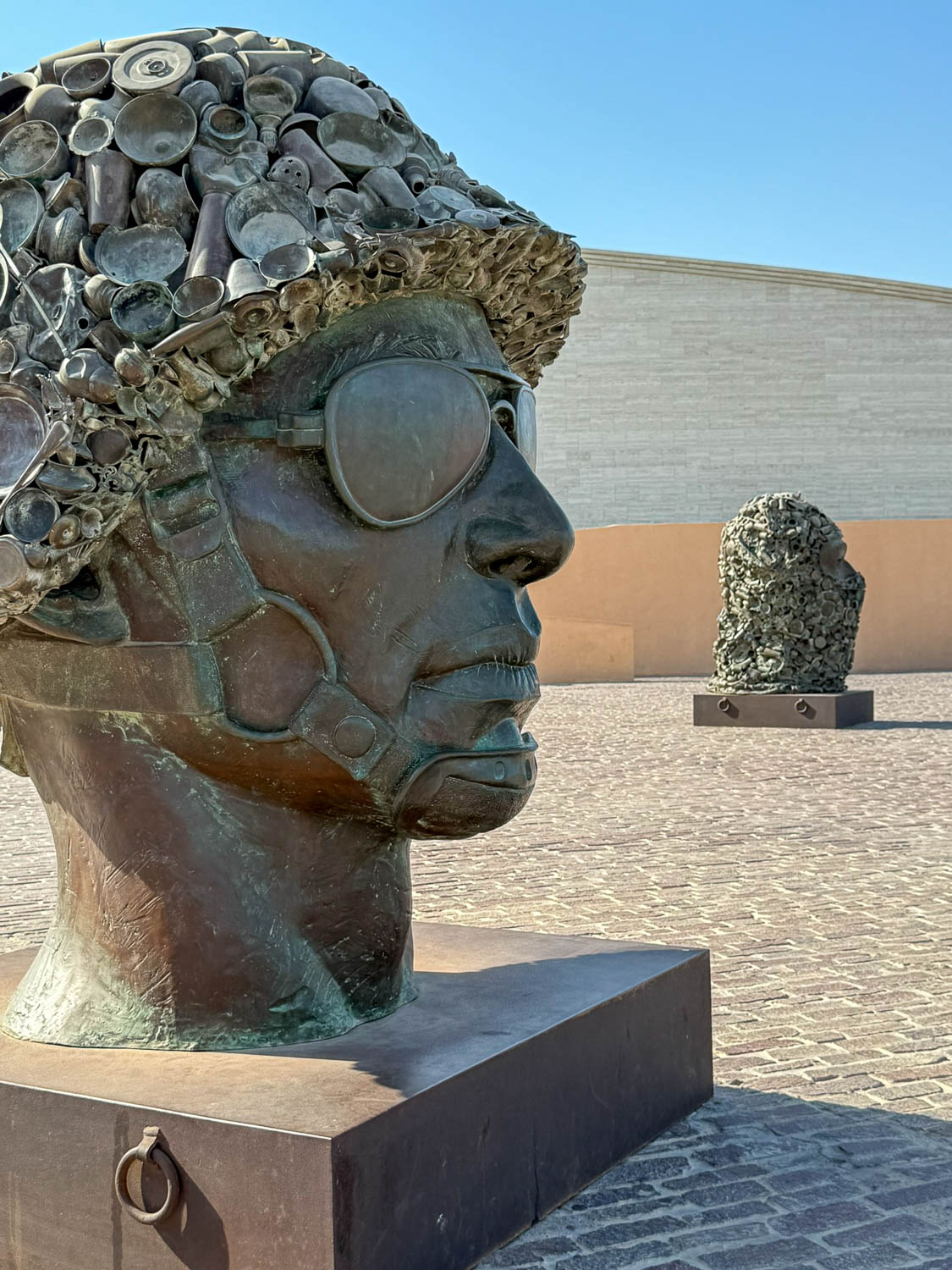 Gandhi's Three Monkeys sculpture by Subodh Gupta at Katara Cultural Village