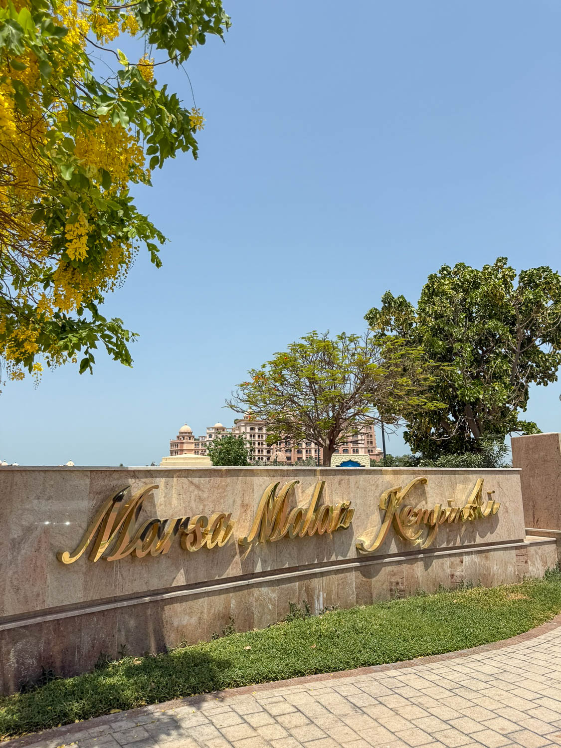 Entrance to the family-friendly Marsa Malaz Kempinski hotel at The Pearl-Qatar Doha