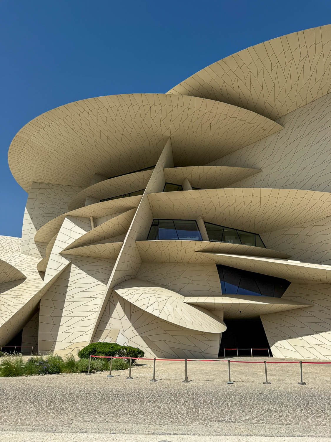 Exterior architecture of the National Museum of Qatar in Doha