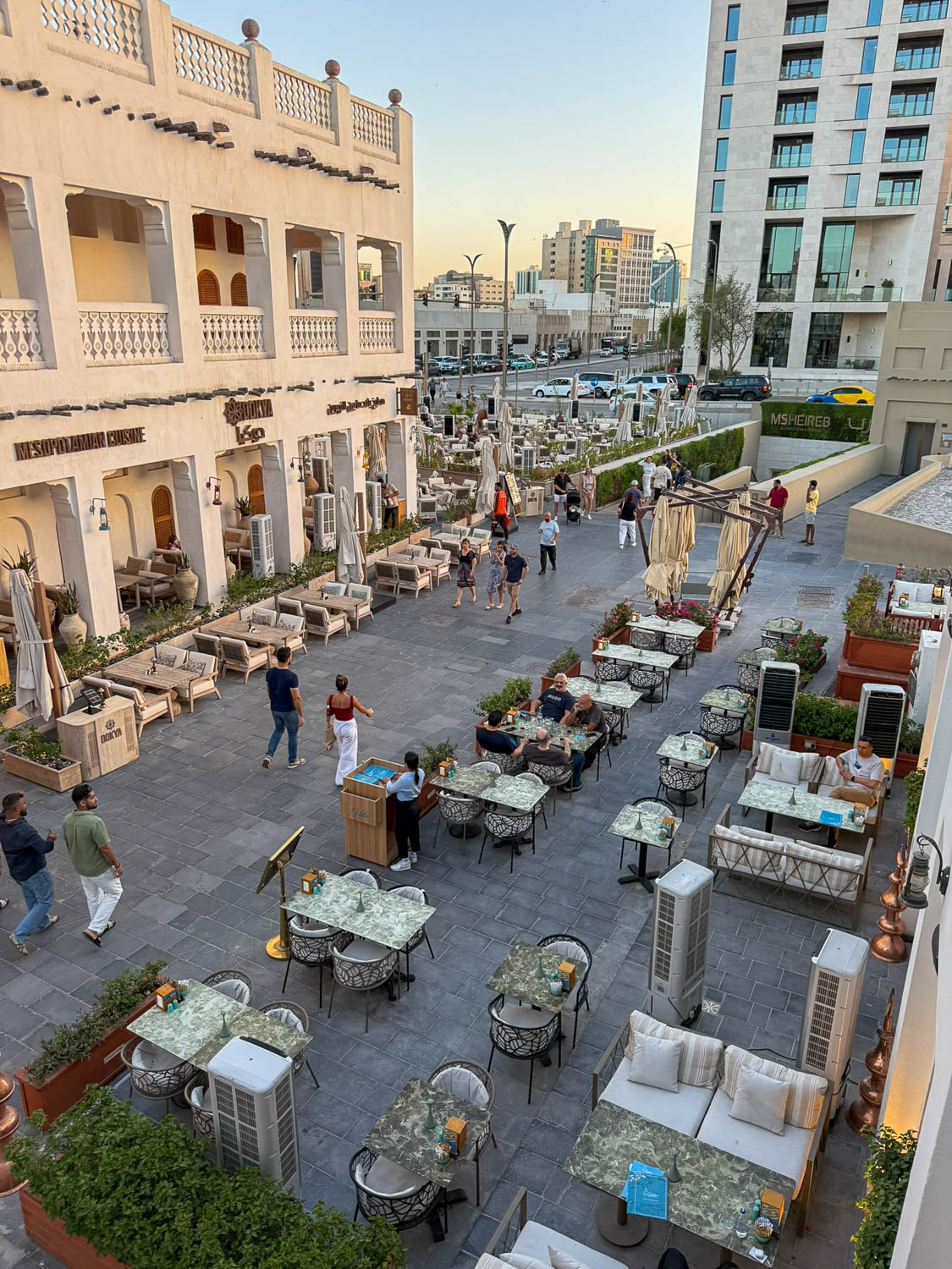Rooftop dining experience showcasing the cuisine of Qatar in Doha