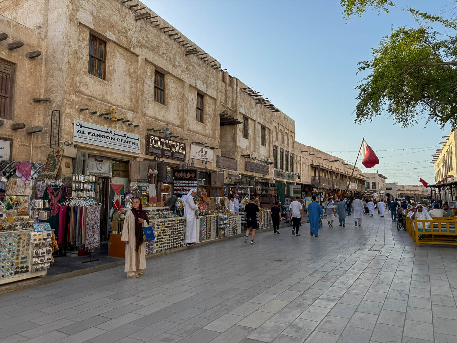 Traditional alleyways and market pathways inside Souq Waqif in Doha Qatar