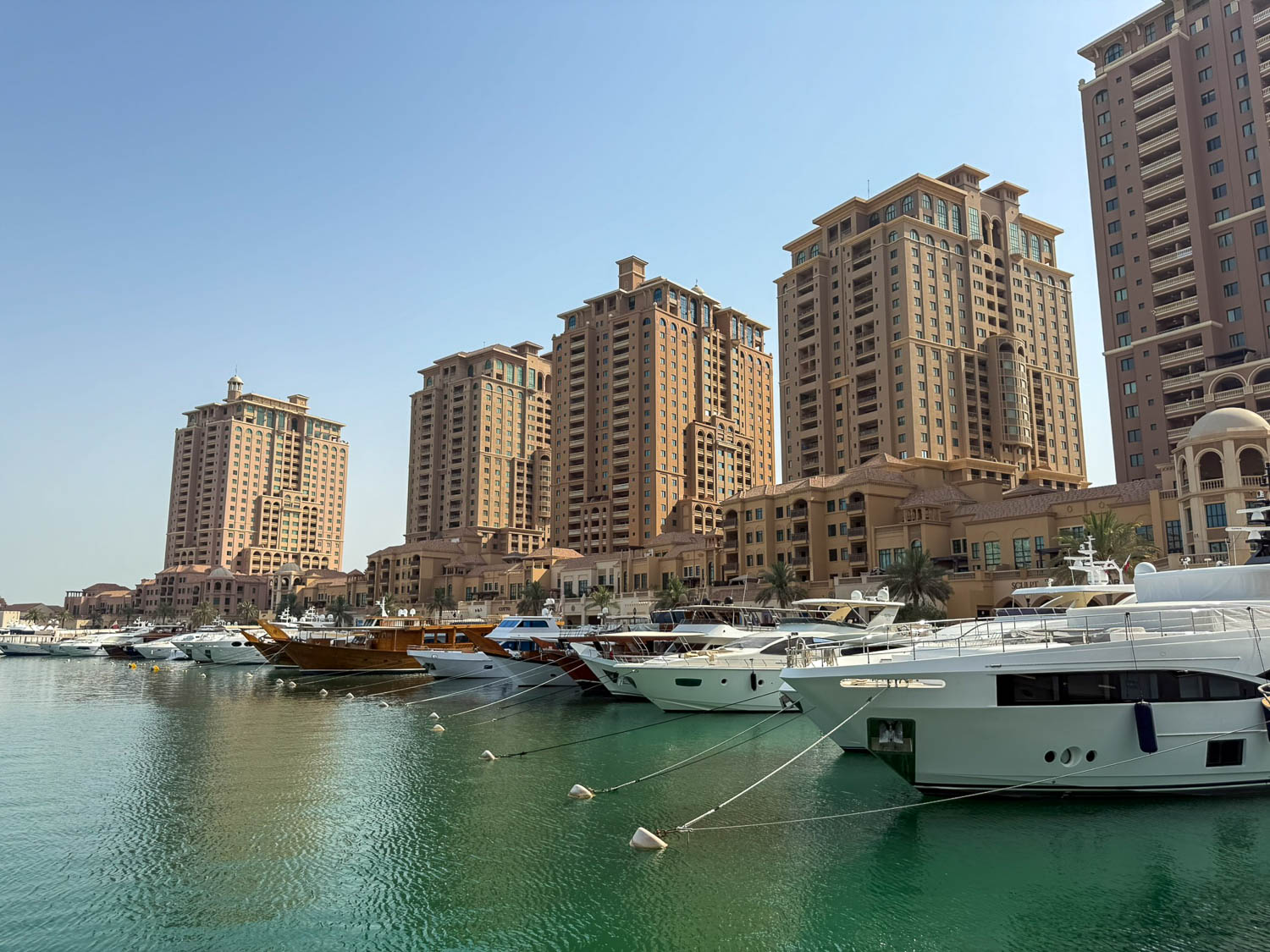 Boats and yachts docked at Porto Arabia in The Pearl Qatar