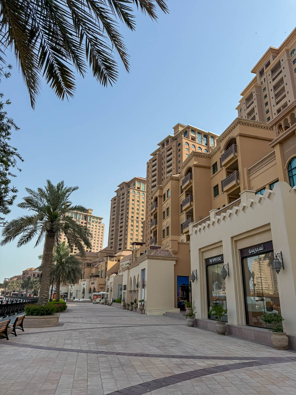 Waterfront shopping promenade in Porto Arabia at The Pearl Qatar